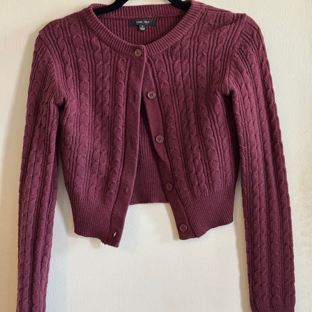 Love Tree Women's Purple Cable Knit Sweater